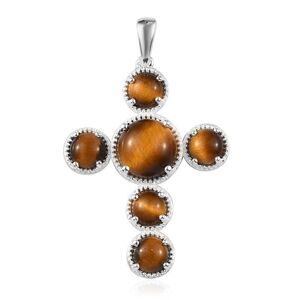 South African Tigers Eye Cross Pendant Sterling